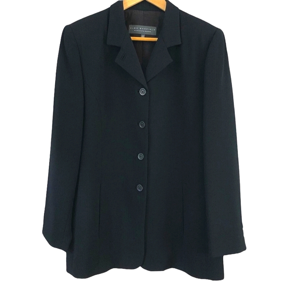 Alex Garfield Black Blazer Jacket Side Pockets Women Size 12